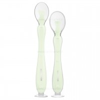 قاشق سیلیکونی دو عددی چسبان رنگ سبز کیکابو kikaboo