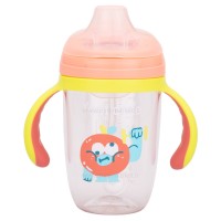 لیوان سوپاپ دار نی دار طرح پرتقال 280 میل رنگ صورتی-زرد Yasi Care