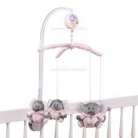 آویز تخت موزیکال طرح فیل رنگ صورتی سانوزی Sunnozy