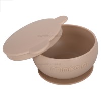 کاسه درب دار سیلیکونی رنگ کرم مینیک اوی اوی Minik Oioi