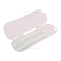 قاشق دو عددی سیلیکونی همراه با قاب رنگ سبز کیکابو Kikkaboo