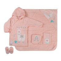 ست حوله 5 تکه طرح لاما گلبهی پاپو papo