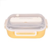 ظرف غذا استیل تقسیم دار طرح لیمو رنگ زرد خارجی