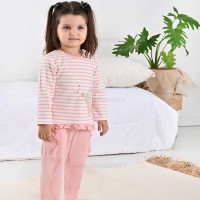 بلوز آستين بلند طرح بالرین رنگ صورتی نيلي Nili