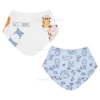 پيشبند سه گوش 2 عددی طرح حیوانات رنگ سفید - آبی بی ارگانیک Biorganic