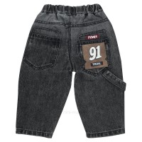 شلوار جین اسپرت طرح زاپ دار رنگ ذغالی