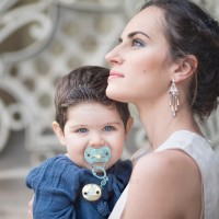 پستانک تکی بادامی 0 - 6 ماه طرح گلد آبی سواوینکس Suavinex