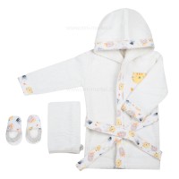 ست حوله 4 تیکه جعبه ای طرح حیوانات رنگ کرمی پاپو Papo