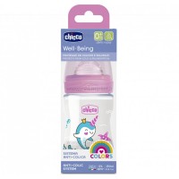 شیشه شیر ول بینگ 150 میل رنگ صورتی چیکو Chicco