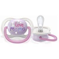 پستانک تکی الترا ایر 0-6 ماه طرح I LOVE MAMA رنگ یاسی اونت Avent (فاقد جعبه)