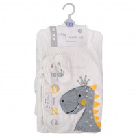 ست حوله 5 تیکه طرح دایناسور رنگ سفید طوسی مادرکر mothercare