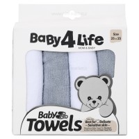 حوله دست و صورت 4 عددی رنگ طوسی سفید baby4life