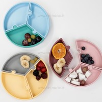 ظرف غذا پازلی چند بخش رنگ طوسی صورتی مینیک اوی اوی minik oi oi