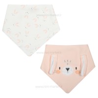 پیشبند سه گوش 2 عددی طرح خرگوش رنگ گلبهی پاپو Papo