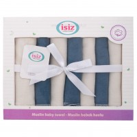 دستمال دست و صورت موسلين دو رو 7 عددي رنگ سرمه اي ايسيز Isiz