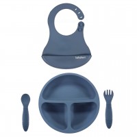 ست ظرف غذا سیلیکونی لوکس رنگ آبی bebekevi