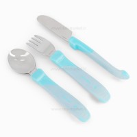 ست قاشق و چنگال و چاقوی فلزی پاستل آبی توییست شیک Twistshake