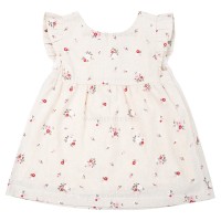 پیراهن دخترانه طرح گل سایز 18-24 ماه رنگ خاکی پاپو papo