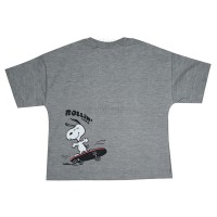 تیشرت شورت پسرانه طرح اسنوپی رنگ طوسی Raboo