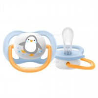 پستانک بادامی تکی الترا ایر 0 - 6 ماه طرح پنگوئن آبی اونت Avent  (بدون جعبه)