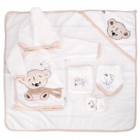 ست حوله 5 تیکه طرح خرس و جوجه رنگ کرمی مادرکر mothercare