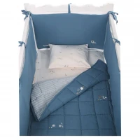 ست روتختی 8 تيکه طرح مرغابی پارچه موسلين رنگ سرمه ای ايسيز Isiz