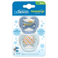 پستانک دو عددی درب دار بادامی 0-6 ماه طرح دار دکتر براون Dr.brown