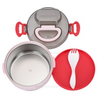 ظرف غذا استیل یک طبقه رنگ صورتی خارجی