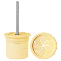 لیوان دو کاره سیلیکونی رنگ زرد مینیک اوی اوی Minik Oioi