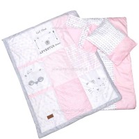 سرویس خواب 4 تکه طرح خرس رنگ صورتی لیزا Lisa