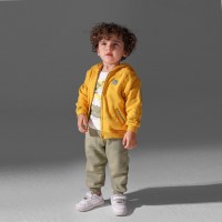 سه تیکه پسرانه اسپرت طرح جنگل رنگ زرد و سبز پاپو papo