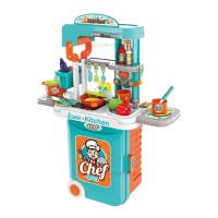 ست اسباب بازی آشپزخانه چمدانی آبی نارنجی کد 956-008 برند Xiong Cheng