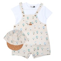 پیشبندی شورتی پسرانه طرح بالن رنگ کرمی ایندیگو indigo