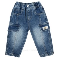 شلوار جین اسپرت طرح بغل جیب رنگ آبی خارجی