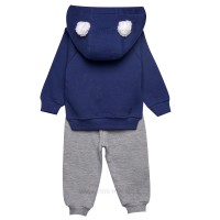 هودی شلوار پسرانه طرح خرس رنگ آبی طوسی پاپو Papo