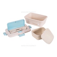 ظرف غذا کودک طرح خرگوش آبی با قاشق و چنگال لانچ باکس Lunch Box کد 527