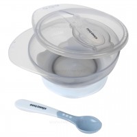ظرف غذا با قاشق چسبان آبی کیکابو Kikkaboo