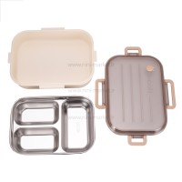 ظرف غذا استیل تقسیم دار رنگ کرم خارجی