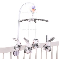 آویز تخت موزیکال طرح خرگوش رنگ طوسی سانوزی Sunnozy