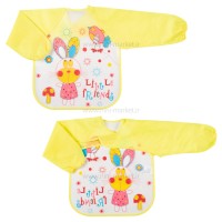 پیشبند غذاخوری آستین دار طرح خرگوش-گنجشک رنگ زرد برند خارجی