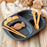 ظرف بامبو طرح هويج رنگ طوسی منگلین Mengqilin