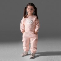 بلوز شلوار دخترانه طرح گربه رنگ صورتی پاپو Papo