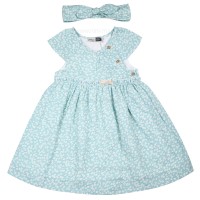 پیراهن دخترانه مدل گلدیس طرح بابونه رنگ سبز ایندیگو indigo