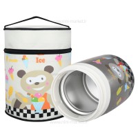 فلاسک غذای 600 میل کیف دار طرح حیوانات خرس رنگ استیل pinkah