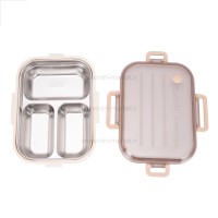 ظرف غذا استیل تقسیم دار رنگ کرم خارجی