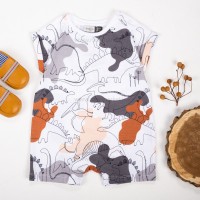 رامپر پسرانه طرح دایناسور رنگ سفید ایندیگو Indigo