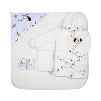 ست حوله 4 تیکه جعبه ای طرح سگ رنگ سفید آبی پاپو Papo