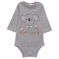 سه تیکه پسرانه اسپرت طرح کوالا رنگ طوسی پاپو Papo