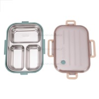 ظرف غذا استیل تقسیم دار رنگ سبز خارجی