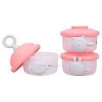 انباری غذا 3 عددی مدل حیوانات رنگ صورتی رووکو Rovco